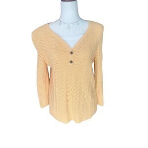 Christopher & Banks Women's Knit Pullover Sweater  Cantaloupe/Orange/Yellow Med
